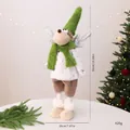 Feestelijke pluche kerstrendierpop met groene sjaal en zilveren vleugels, 50cm hoog - Rendier met groene sjaal