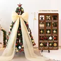 1,2 m versierde kerstboom met grote creme strik en 72-LED verlichting - 1.2 Meter Set (Ornamenten en Lichtjes)