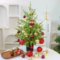 60cm small PE Christmas tree for table decor with red and gold ball ornaments - Model A (60cm Set with Lights)