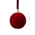 8cm red flocked Christmas ball ornament with geometric velvet texture - Diamond Pattern Style (ZH-25SDQ17) / 8cm Single Piece / Burgundy