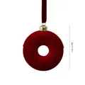 Elegant red flocked donut shaped Christmas tree hanging ornament with 8cm 3.15in size - Donut Style (ZH-25SDQ17) / 8cm Single Piece / Burgundy