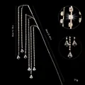 Branche décorative en cristal acrylique argenté avec pendentifs en strass de Noël - Corde de Strass à Six Barbes / 90cm / Argent