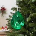 Gran adorno de árbol de Navidad de gema de acrílico facetado verde translúcido esmeralda - Estilo Diamante Gota de Agua (08PCGJ01) / 13*17cm / Verde