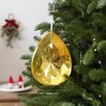 Adorno de árbol de Navidad de gema de acrílico translúcido amarillo con dimensiones - Estilo Diamante Gota de Agua (08PCGJ01) / 13*17cm / Dorado