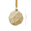 Elegant cream flocked Christmas ornament ball with geometric star pattern, 8cm height - Polygonal Snowflake Ball (ZH-25SDQ17) / 8cm Single Piece / Beige