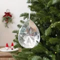 Adorno de gota de gema acrílica facetada translúcida colgado en un árbol de Navidad - Estilo Diamante Gota de Agua (08PCGJ01) / 13*17cm / Plateado