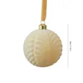 Beige flocked Christmas ball ornament with embossed leaf texture and velvet ribbon, 8cm - Leaf Pattern Ball / 8cm / Beige
