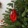 Adorno para el árbol de Navidad de gema acrílica roja facetada translúcida con cinta - Estilo Diamante Poligonal (08PCGJ01) / 7*14cm / Rojo