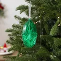 Adorno de árbol de Navidad con gema de acrílico verde facetado y marcas de dimensiones - Estilo Diamante Poligonal (08PCGJ01) / 7*14cm / Verde