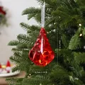 Adorno de árbol de Navidad de gema acrílica roja con dimensiones y peso detallados - Estilo Gota de Agua Llama (08PCGJ01) / 8.5*14cm / Rojo