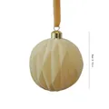 Premium 8cm cream flocked geometric Christmas ball ornament with hanging velvet ribbon - Diamond Geometric Texture / 8cm / Beige