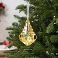 Adorno de árbol de Navidad de gema de acrílico ámbar facetado con dimensiones dadas - Estilo Gota de Agua Llama (08PCGJ01) / 8.5*14cm / Dorado