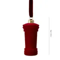 Red flocked British post box Christmas ornament with hanging velvet ribbon, 9cm height. - Pillar Box Ornament (ZH-25SDQ17) / 9cm Single Pack / Burgundy