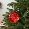 Adorno para árbol de Navidad de gema acrílica roja tallada, 10 cm, decoración festiva - Estilo Diamante Redondo (08PCGJ01) / 10cm / Rojo