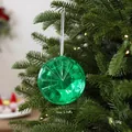 Adorno navideño de gema acrílica translúcida verde con detalles de dimensión - Estilo Diamante Redondo (08PCGJ01) / 10cm / Verde