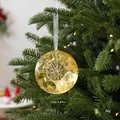 Elegante adorno de árbol de Navidad de gema acrílica amarilla traslúcida, de 10 cm - Estilo Diamante Redondo (08PCGJ01) / 10cm / Dorado