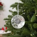 Elegante adorno de Navidad de gema acrílica facetada transparente de 10 cm de diámetro - Estilo Diamante Redondo (08PCGJ01) / 10cm / Plateado