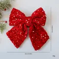 Large red sequin Christmas bow hanging decoration for holiday window display 25cm size - 25cm / Red Sequin 25cm