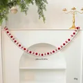 Guirlande de boules en feutre de laine rouge et blanc pour décoration de Noël, 180 cm - 180cm / Rouge Blanc