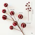 Elegante ramo di bacche di Natale floccato rosso con paillettes per decorazione - 65cm / Borgogna