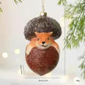 Vosvormig kerstboomornament met glitterafwerking en afmetingen van het productformaat - Eekhoorn En Eikel / Enkel Stuk