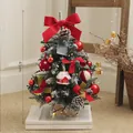 45cm tabletop Christmas tree with red bows and white snowy DIY decorations - PE LED Flocked Tree (45cm Red & White Ball Set)