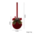 Rote beflockte Weihnachtskugel mit Tannenzapfen und Beeren Dekor, 22 cm Gesamthöhe. - Beflockte Weihnachtskugel Modell B