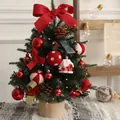 45cm mini DIY tabletop Christmas tree set with festive red and white hanging ornaments - Red and White Ball Decoration (Regular Green Tree Style) / 45cm / Red White