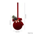 Nordische rote beflockte Weihnachtskugel mit Tannenzapfen und festlicher Schleife - Beflocktes Weihnachtskugel-Ornament