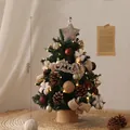 Árbol de Navidad de mesa DIY de 60 cm con luces cálidas y adornos de piñas - 60cm Con Luz / Algodón Café