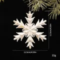 Adorno navideño de copo de nieve blanco y dorado antiguo con etiquetas de tamaño y peso. - Copo de nieve