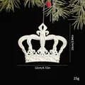 Adorno de árbol de Navidad corona blanca vintage efecto nieve, decoración 12x10cm - Corona