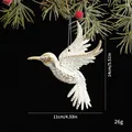 Adorno de Navidad de colibrí blanco y dorado vintage, decoración colgante 14cm. - Colibrí