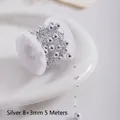 Glimmende zilveren kralenketting voor kerst-DIY-decoratie, 8+3mm kralen op 5m rol - 8mm+3mm x 5m / Zilver