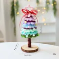 Handmade colorful pipe cleaner Christmas tree ornament on wooden base for holiday decor - Pom-pom Christmas Tree / 22cm