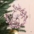 Elegant sparkling pink reindeer Christmas tree ornament featuring delicate sequin details - 12x12cm / Glitter Pink Wreath Deer