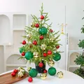 60cm artificial PE desktop Christmas tree decorated with red, gold and green ornaments - Model C (60cm Set with Lights)
