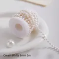 Spool of 6mm cream white imitation pearl bead chain for DIY Christmas tree decorations - 6mm / 5m / Off White