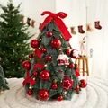 Mini árbol de Navidad de mesa 40 cm decorado con adornos rojos y luces LED cálidas - Bola Roja Y Blanca (Con Luz)