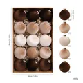 Elegant set of 15 brown and cream velvet Christmas ball ornaments in a gift box - 6cm / 15 Pcs Pack / Brown