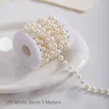 Elegant cream white 8mm pearl bead chain roll for Christmas DIY decoration, 5m length - 8mm/5m / Off White