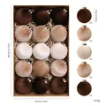 15Pcs velvet Christmas balls set in earthy tones for elegant holiday tree decoration - 8cm / 15 Pcs Pack / Brown