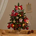 Mini 45cm DIY desktop Christmas tree decorated with red bows and warm LED lights - Red Acorn (Regular Green Tree Style) / 45cm / Green