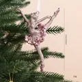 Pink glitter ballerina Christmas ornament with sequins for tree decoration - Glitter Pink Ballerina