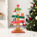 Wooden 2026 Christmas tree tabletop ornament with festive carvings and red star topper - 2026 Christmas Tree Ornament - Small