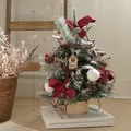 Pre-lit 45cm artificial mini Christmas tree with red berries and bows for festive desktop decor - 45cm / Berry (45CM)