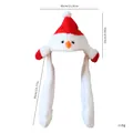 Plüsch Weihnachtsmütze mit beweglichen Ohren und Schneemann Gesicht für Weihnachtsgeschenke - Schneemann-Zitter-Stil / Schneemann-Weiß/Rot