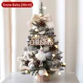 60cm Snowy White Tabletop Christmas Tree with LED Lights and DIY Ornaments for Holiday Decor - PE Light Tree [45cm Ice Baby Set]
