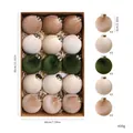 Premium 15-piece set of 6cm velvet Christmas ball ornaments in assorted earth tones - 6cm / 15 Pcs Pack / Green
