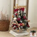 90cm tabletop Christmas tree set with red bows, ornaments, and warm lights decoration - Red House (Snowy Style) / 90cm / Red